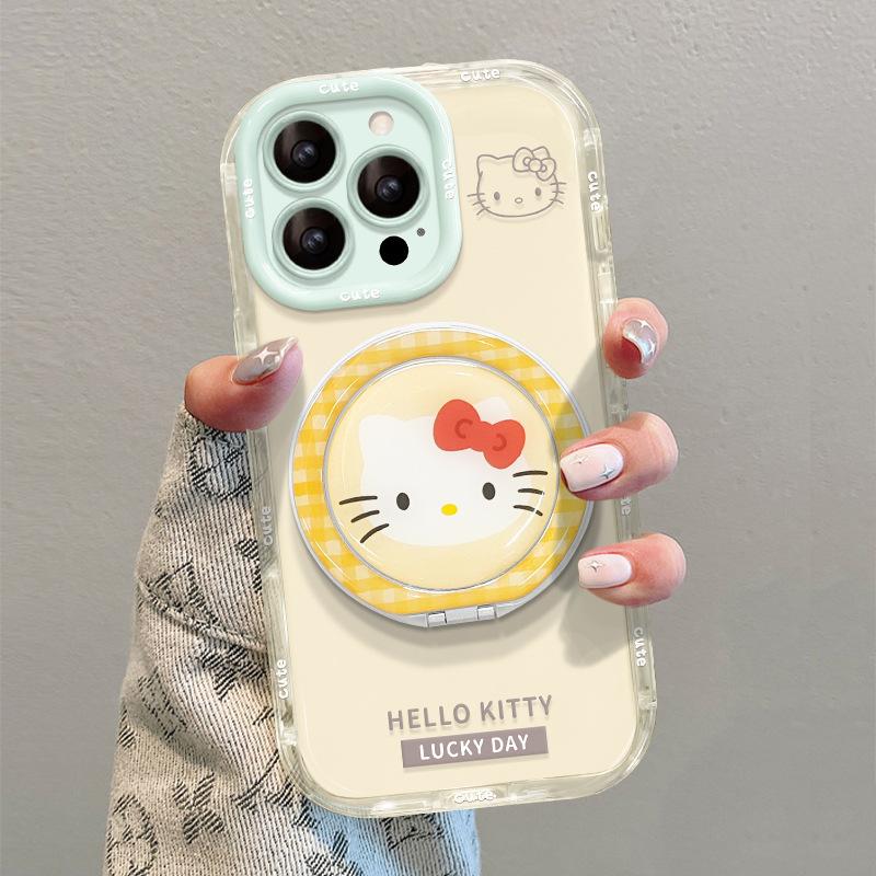 Kt cat bracket is suitable for Apple 16 fulcrum mobile phone case 13promax cute anti-drop 15 jelly cream case 17 women