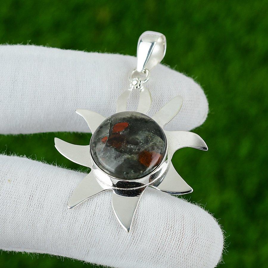 

Подарок на годовщину для нее Подвеска из натурального камня яшмы табу 925 серебро