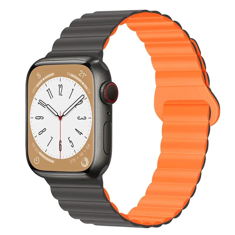 Magnetic Loop For Apple Watch Band 44mm Ultra 49mm 40mm 45-41mm Silicone Bracelet iWatch 10 9 8 7 6 5 SE For Correa Apple Watch