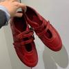 Guttega~ Velcro casual sneakers women's new ballet Mary Jane red inner height-increasing flat shoes
