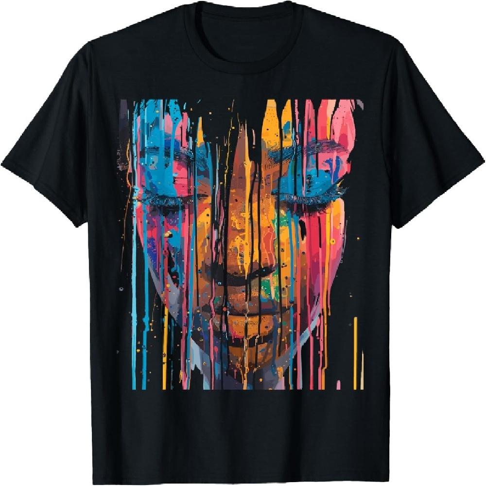 

Cool African Woman Afro Color Painted Face Juneteenth Vibes T-Shirt XXXXXL чорний