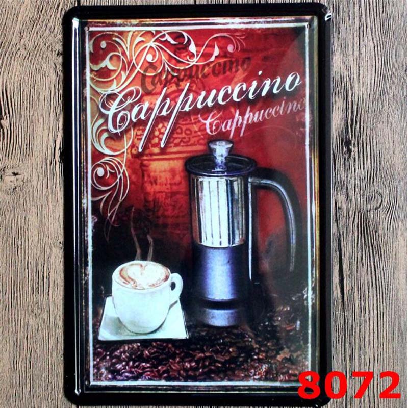 1pc Retro Metal Poster Coffee Sign Decor Plaque Vintage Tin Sign House Art License Poster Cafe Bar Metal Plates Wall Home Decor