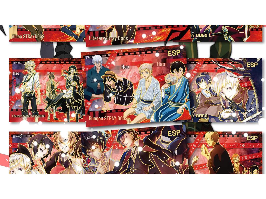 Kolekcjonerskie karty wymienne Bungo Stray Dogs - Dazai Osamu, Nakahara Chuuya, Akutagawa Ryunosuke Gadżety Anime