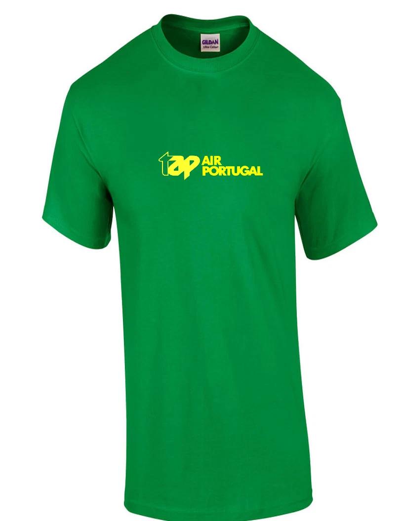 TAP Air Portugal Vintage Yellow Logo Portuguese Airline Green Cotton T-Shirt 3XL