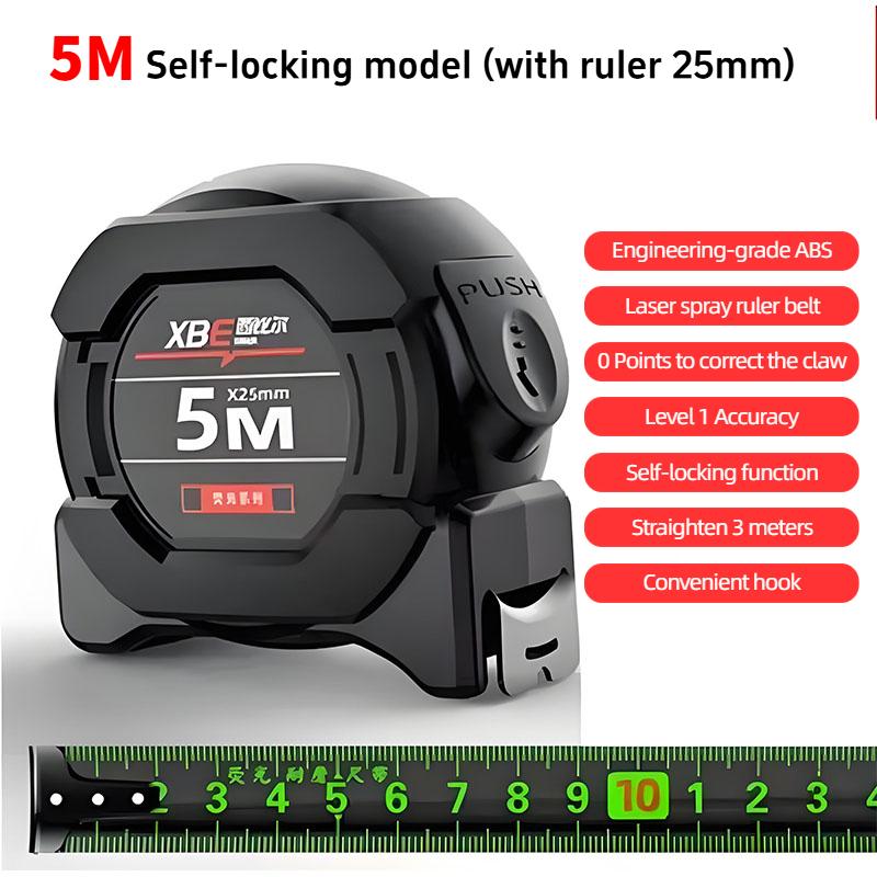 5/7.5/10M Metric Measuring Tape Self Locking Fluorescent Steel Tape Measure High Precision Wear-resistant Ruler Measuring Tools