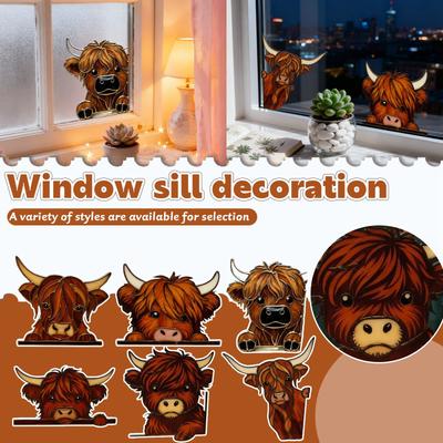 Cow Window Corner Decoration, 3 Peeping Cow Window Ornaments, Easy-to-Install Christmas Cow Decorations, Farm Animal Christmas Decorations, Suitable