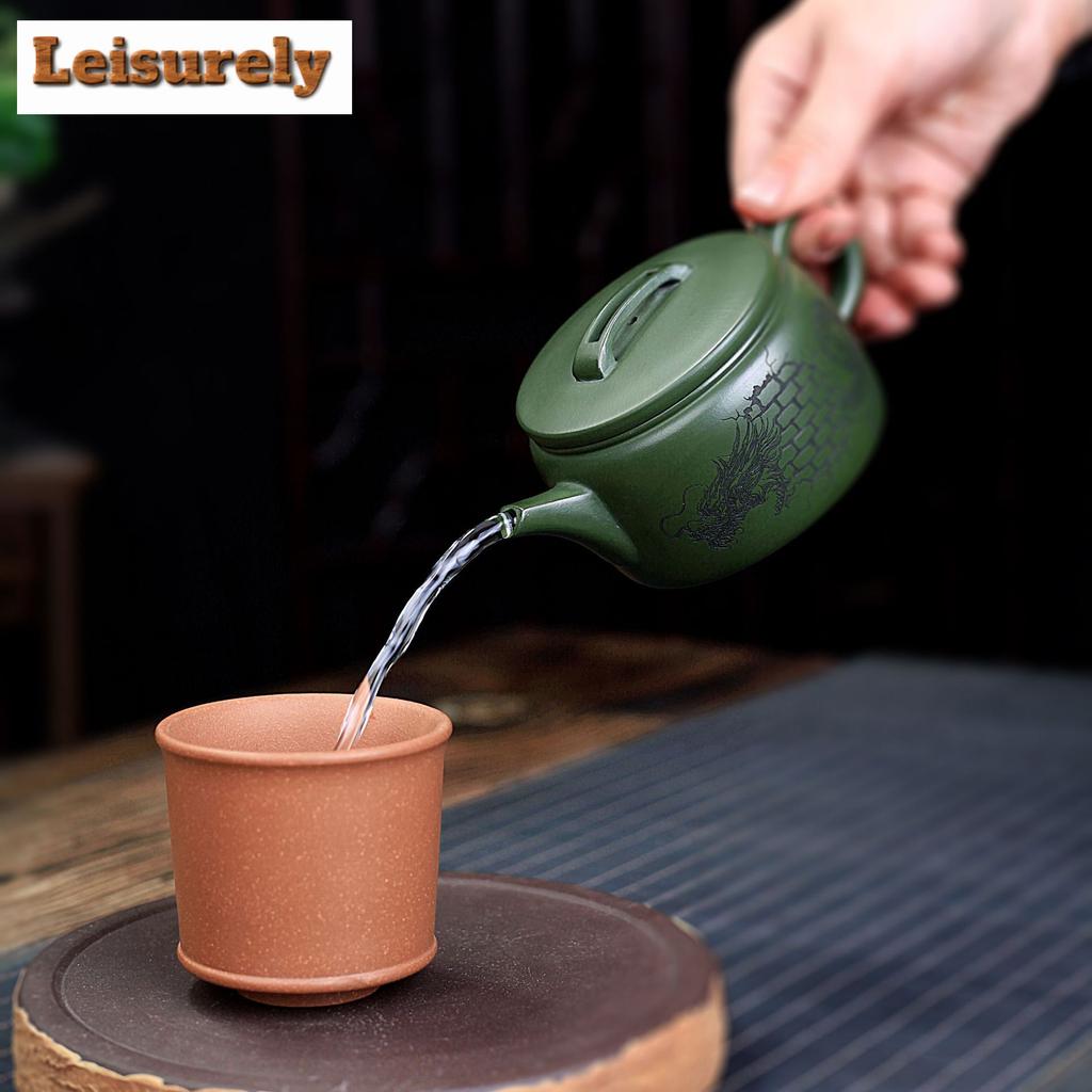 270ml Chinese Yixing Purple Clay Teapots Famous Handmade Dargon Tea Pot Raw Ore Green Mud Kettle Authentic Zisha Tea Set Gifts