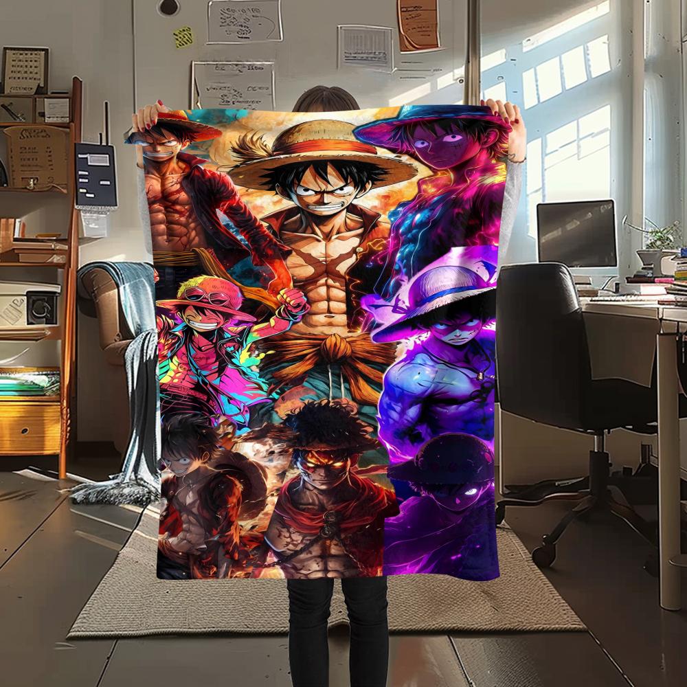 1Pc Luffy Print Flannel Blanket, High quality Comfortable for All Seasons, Home Decor, Warmth and Comfort, Perfect for Gifts