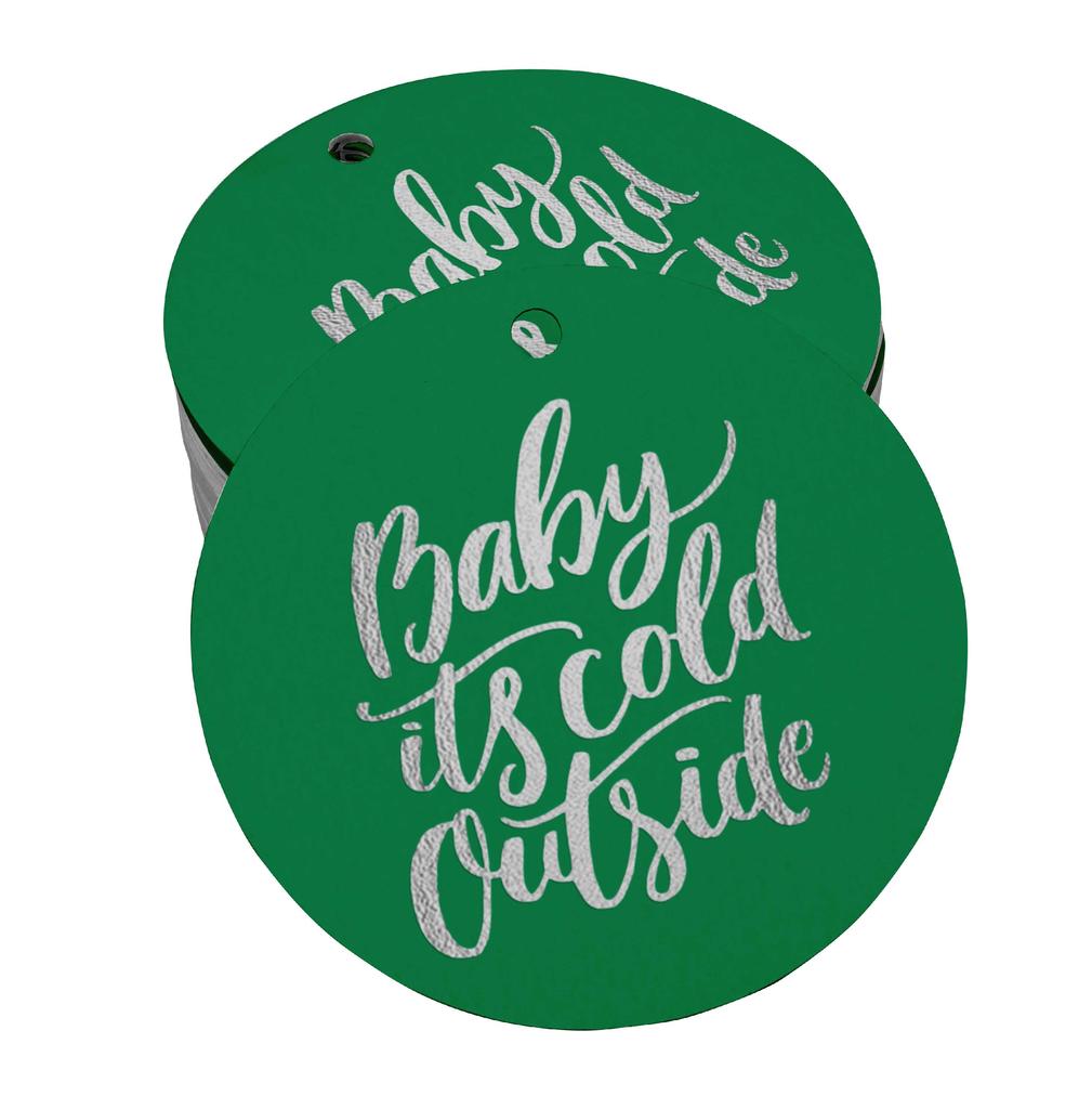 Inkdotpot Real Gold Foil Baby It's Cold Outside Baby Shower Tags Favor Hang Paper Tags 100