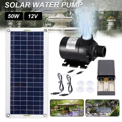 50W Fırçasız Güneş Enerjili Su Pompası Seti 800L/H Ultra Sessiz Dalgıç Su Pompası Motoru Balık Havuzu Bahçe Çeşmesi Dekorasyonu