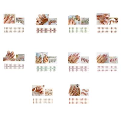 30Pcs False Nails Long Press On Nails Wearable Fake Nails Full Cover Acrylic