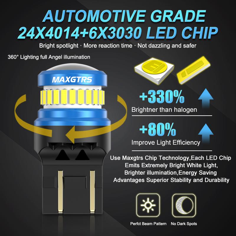 MAXGTRS 2x LED T20 1157 BAY15D Car Lights P21/5W P27/7W BA15D 7443 W21/5W LED Turn Signal Brake Reverse Tail Lamp