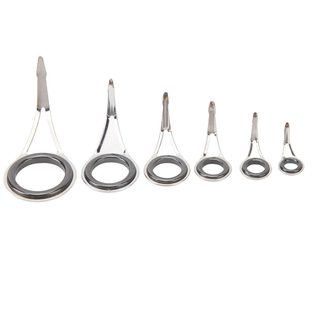 6PCS Rod Guide Rings Tip Repair Kit Stainless Steel Ceramic Various Size Fishing Accessory for DIY Rod Fishing Pole
