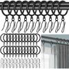 24 Pcs Metal Curtain Rings with 24 Pcs Pin Hooks,1.26in(32mm) Diameter Shower Curtain Rings for Home Window Shower