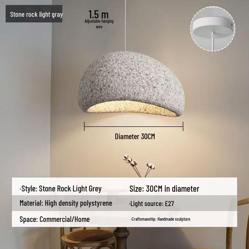 Wabi-Sabi Rock Grey Pendant Light for Dining, Living, Hotel, Villa, Bar, and High Ceilings