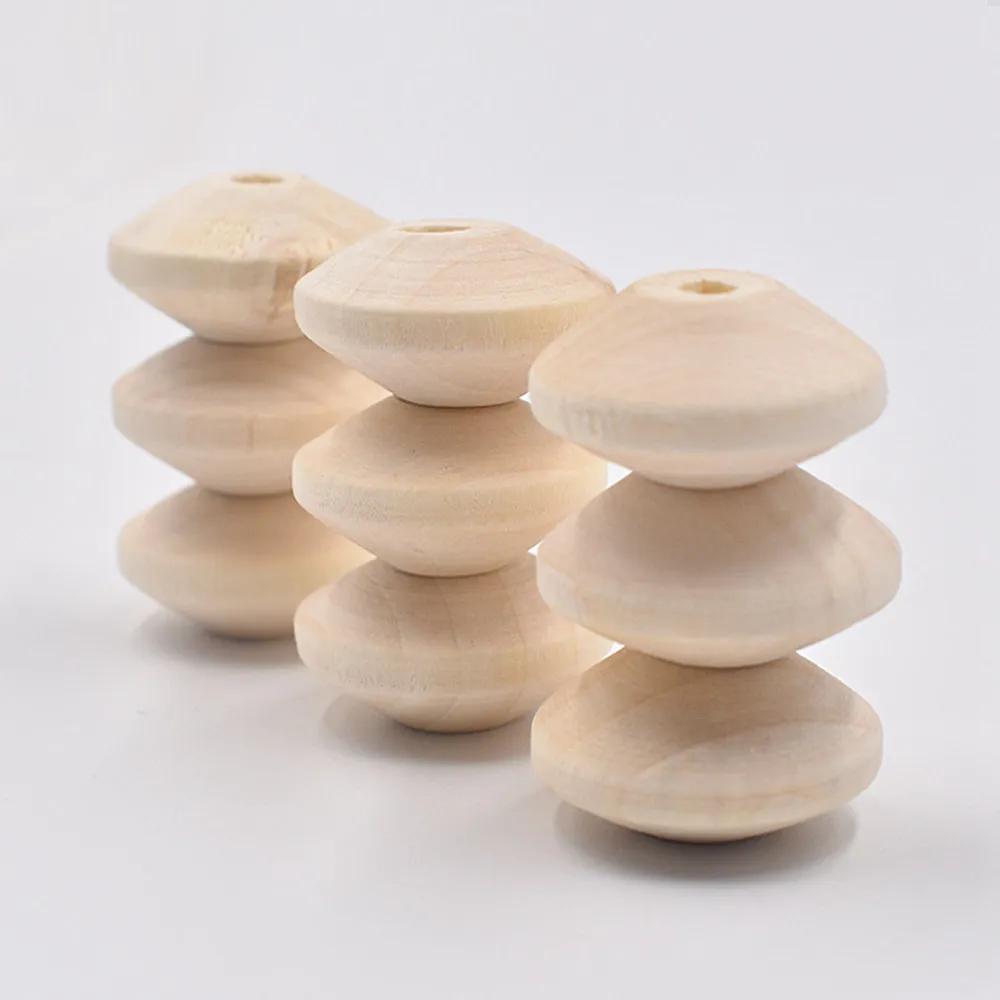 20pcs/60pcs Rondelle Shape 5x8mm 9x19mm 22X12mm Natural Wood Loose Handcraft Beads for DIY Crafts Woodcraft Jewelry Making Accessories
