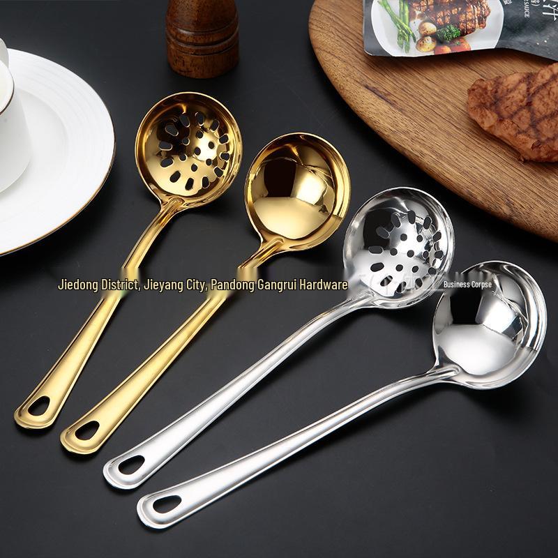 Stainless Steel Kitchen Utensil Set: Serving Spoon, Ladle, Flat Spatula, Slotted Spatula, Small Ladle