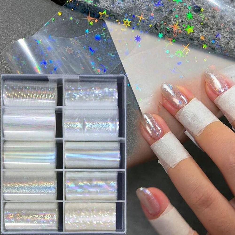 Laser Nail Foil Decals Iridescent Nail Art Stickers Professional Manicure Decals  Nail Decoration