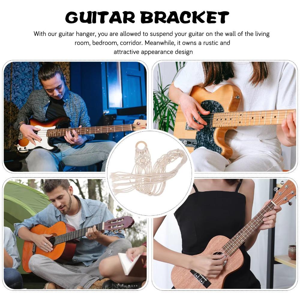 White Flower Pot Mesh Bag Woven String Instrument Accessory Stand Storage Bag  Guitar Storage