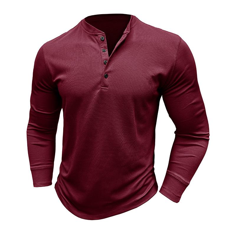 Men S American Style Long Sleeve Henley T Shirt Casual Fall Base Top