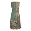 Women's Princess Dress Sexy Round Neck Printed Waist Pulled Sleeveless Dress