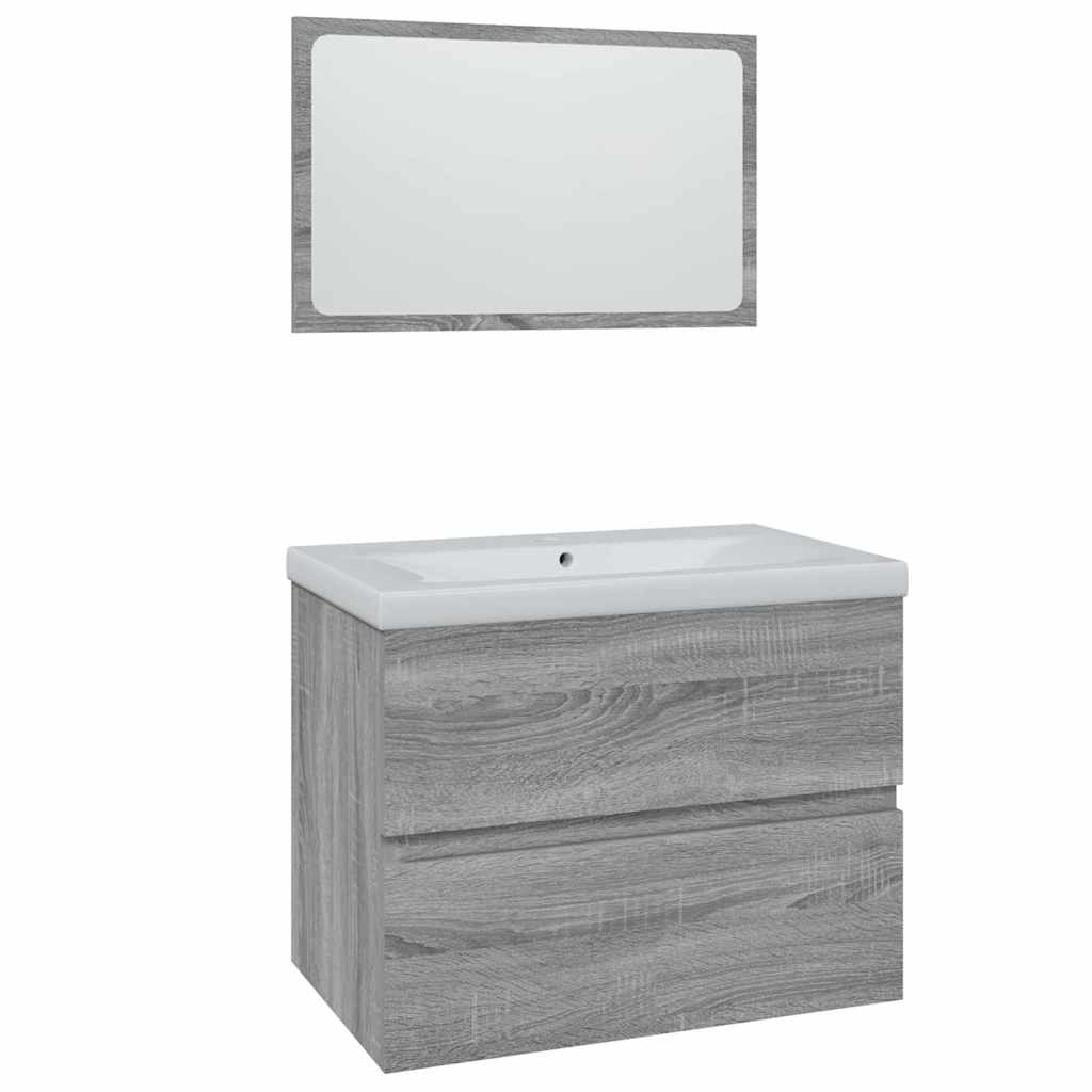Bathroom Furniture Set Gray Sonoma Particleboard