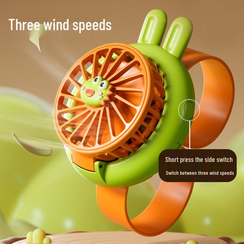 Cartoon Cute USB Rechargeable Portable Mini Handheld Fan Watch for Students and Children