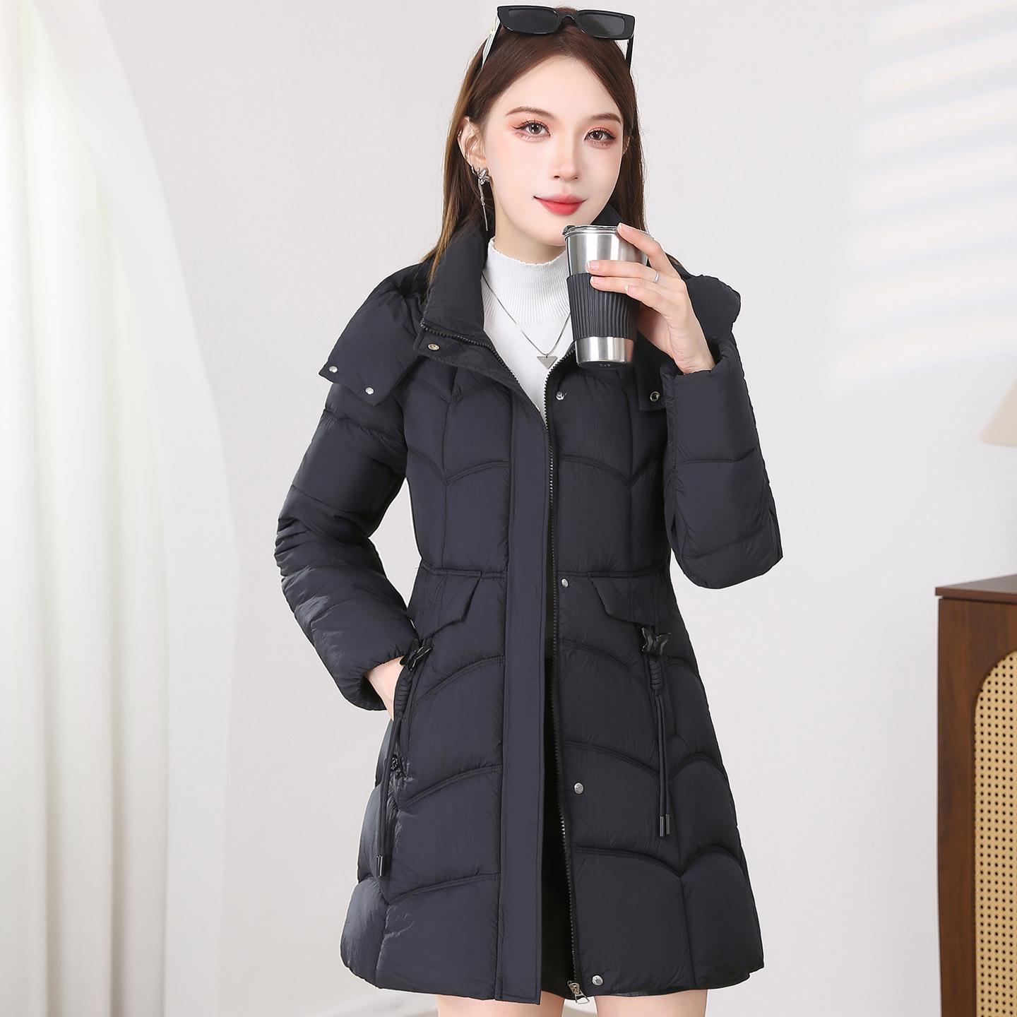 

Женское зимнее хлопковое пальто с капюшоном премиум-класса - Приталенное, средней длины, с утолщенным наполнителем 2XL (for 90-105 jin)