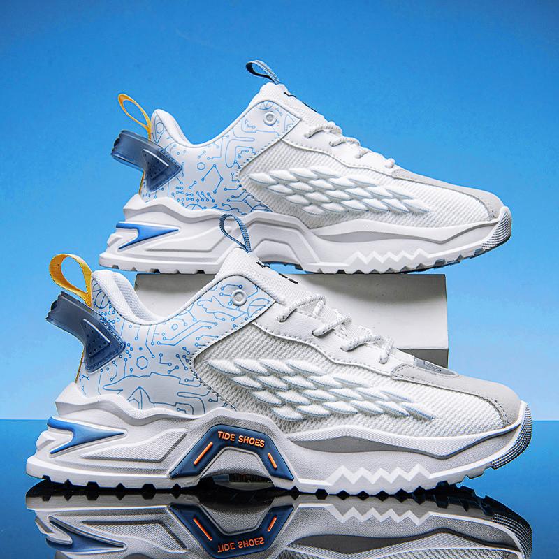 Fashion Outdoor Jogging Sports Shoes Outdoor Flying Weave Breathable Mesh Shoes Lace Up Cushioning Running Shoes for Men