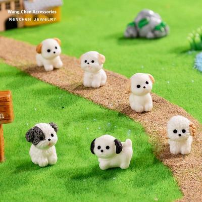 5Pcs Miniature Puppy Fairy Garden Decoration Kawaii Resin Cartoon Animal White Dog DIY Home Decor Dollhouse Accessories