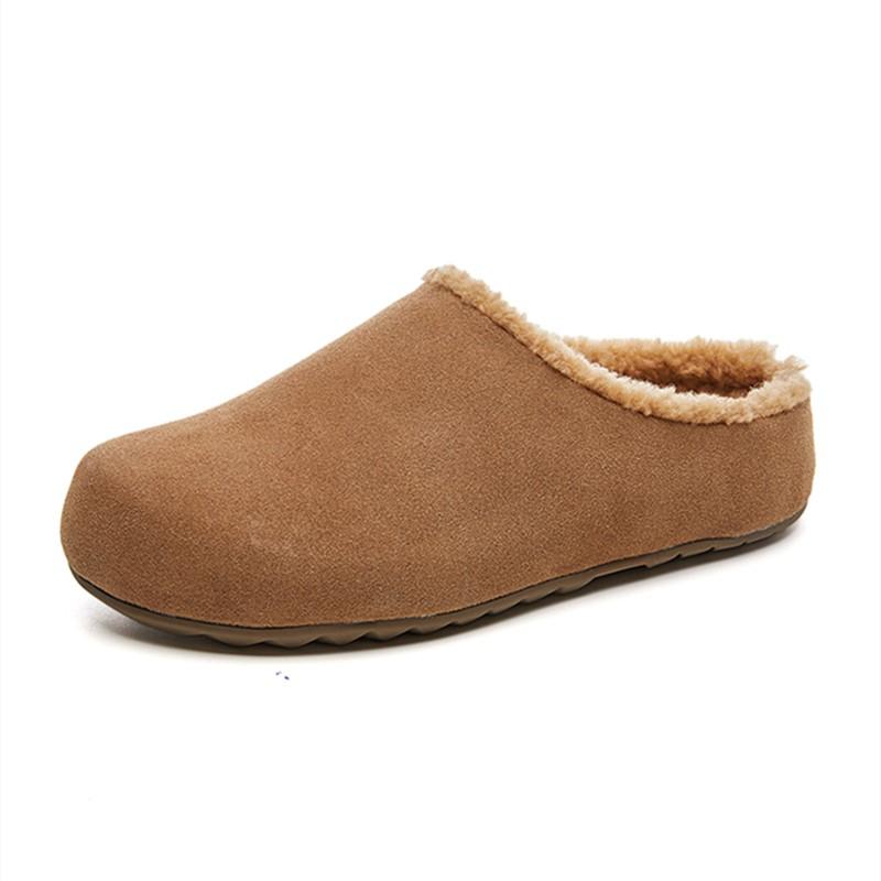 

Модные тапочки AIYUQI Женские из натуральной кожи 2024 Новые шлепанцы Зимние тапочки Дамские Повседневные Флисовые Тренд Тапочки Обувь Женская 43 хаки