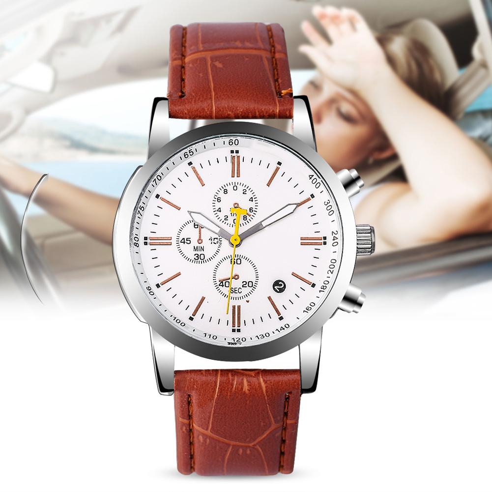 Modische Herren Damen Armbanduhr Analog PU Band Armbanduhr(Braun)