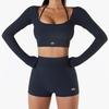 AL Womens Long Sleeve Yoga Top With Bra Padded Quick Dry Gym Training