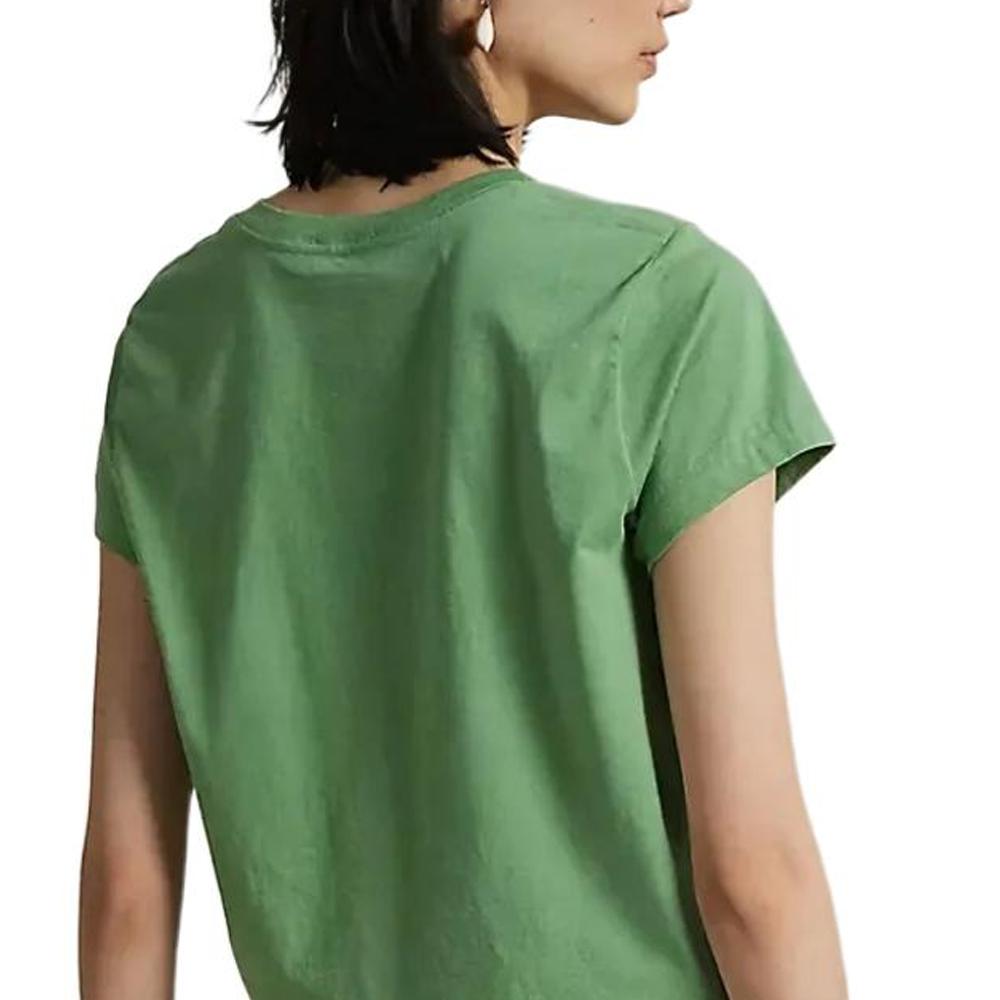Polo Ralph Lauren Short Sleeve V-Neck Embroidered Regular T-Shirt Women Tops 211902403-009