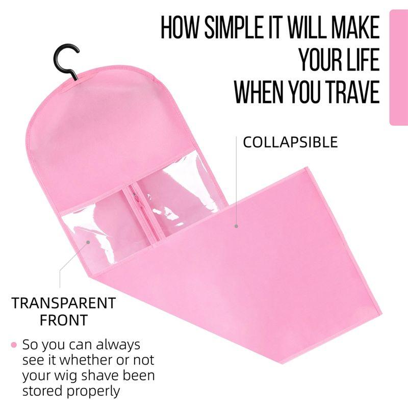 AAAF 3PCS Hair Extension Holder Wig Storage For Multiple Wigs Holder Wig Bags With Hanger Hair Extension Storage