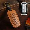 Top Grain Leather Key Cover for Genesis GV70 GV80 G90 - 4/6/8 Button Options w/ Metal Ring, Full Enclosed Anti-Scratch Protector