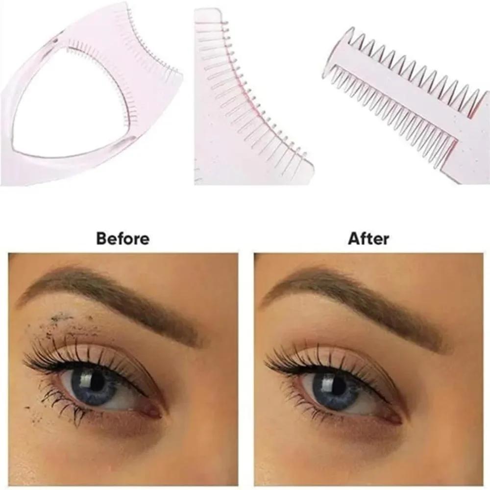 Eyeliner Assistant 3-In-1 Eyelash Comb Template Protect Eyes Guide Make Up Brush Cosmetic Crystal Mascara Shield Applicator Tool