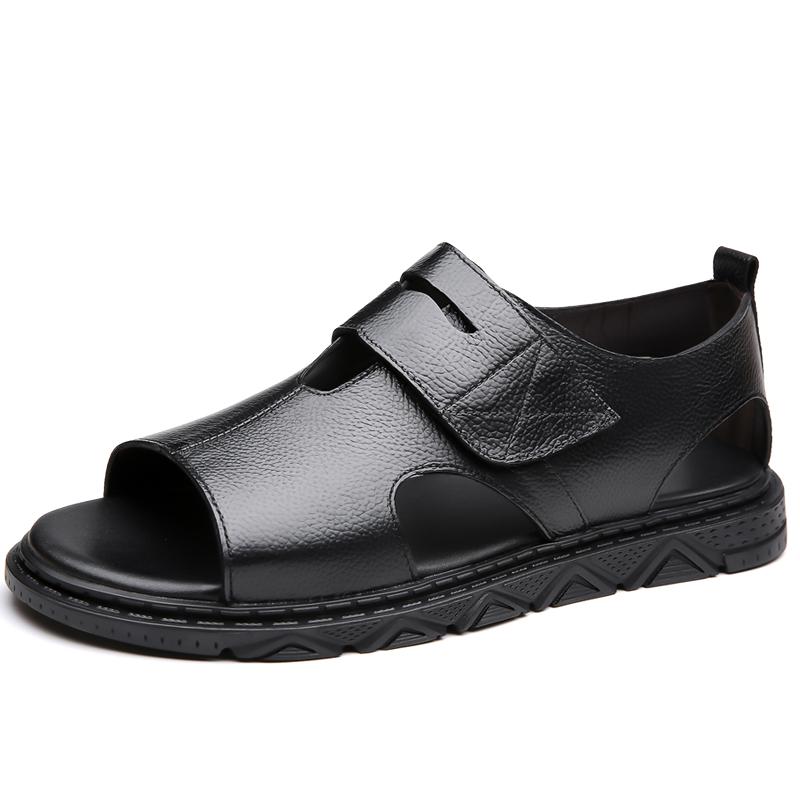 Fashion Summer Mens Casual Sandals Brand Genuine Leather Outdoor Antiskid Shoes Flat Designer Beach Walking Sandal Flat Designer Shoes