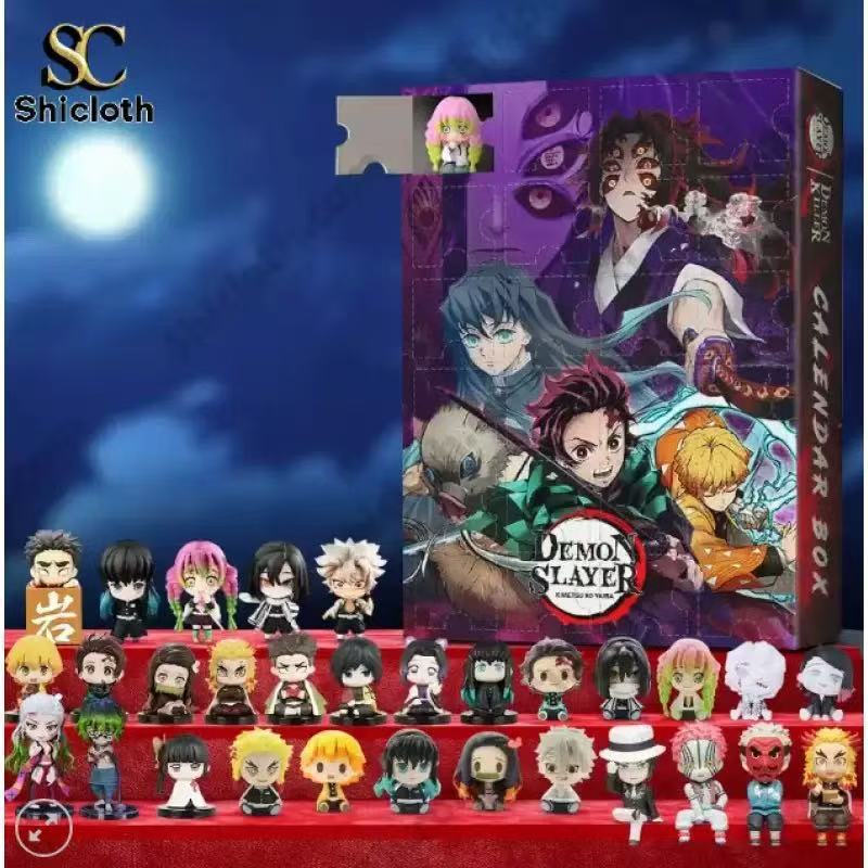 Demon Slayer 2026 Adventskalender 24-Tage Weihnachts-Countdown 2D Anime-Figur Überraschungsbox Kinderspielzeug Geschenk Trendige Blind Box