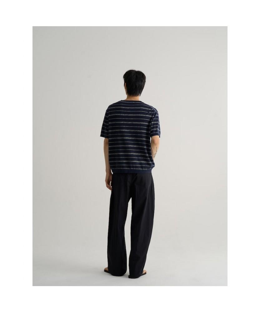 8SECONDS Striped Round Knit Pullover Navy