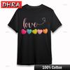 Unisexs Soft Oversize TShirt Pink Love Script Multicolor Hearts Tee Black Cotton TShirts Clothing for Gift Idea TShirt Girls