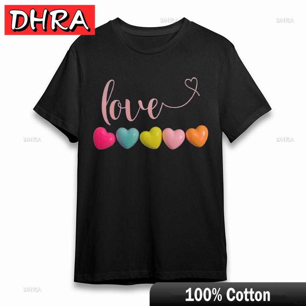 

Unisexs Soft Oversize TShirt Pink Love Script Multicolor Hearts Tee Black Cotton TShirts Clothing for Gift Idea TShirt Girls 3XL