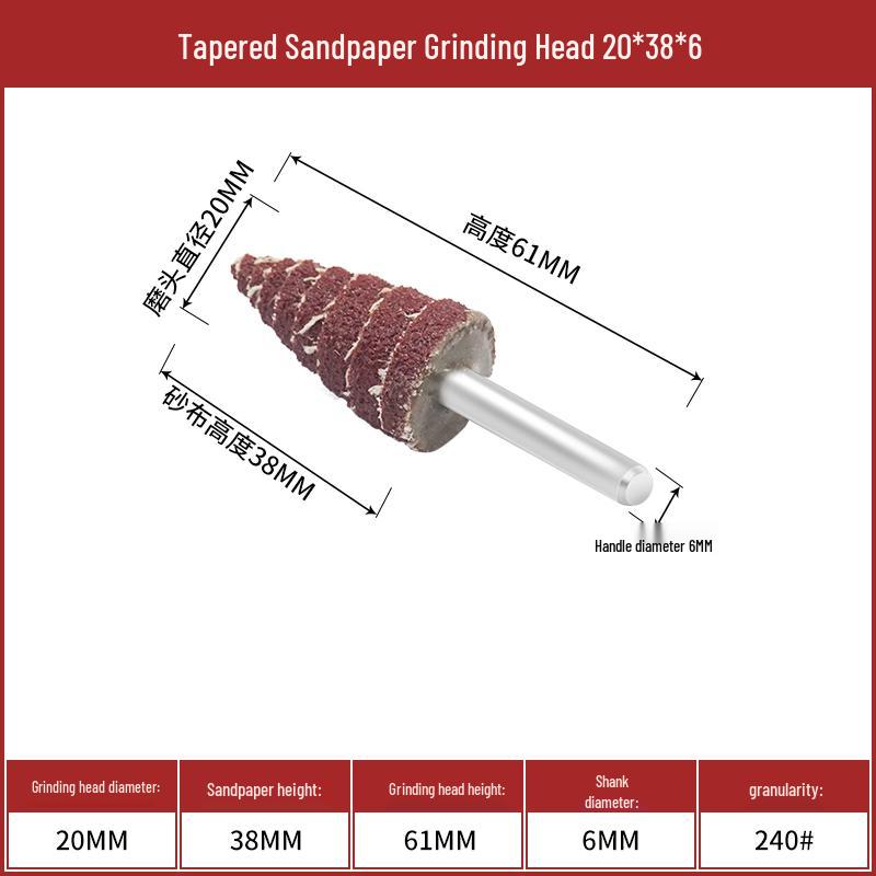 Cone Type Sandpaper Flap Wheel with Extended Shank for Metal and Woodworking