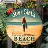 2D Flat Aluminum Vintage Surfing Round Metal Sign Beach Decor -"Some Girls Are Just Born with The Beach in Their Souls" Wall Art Plaque for Home