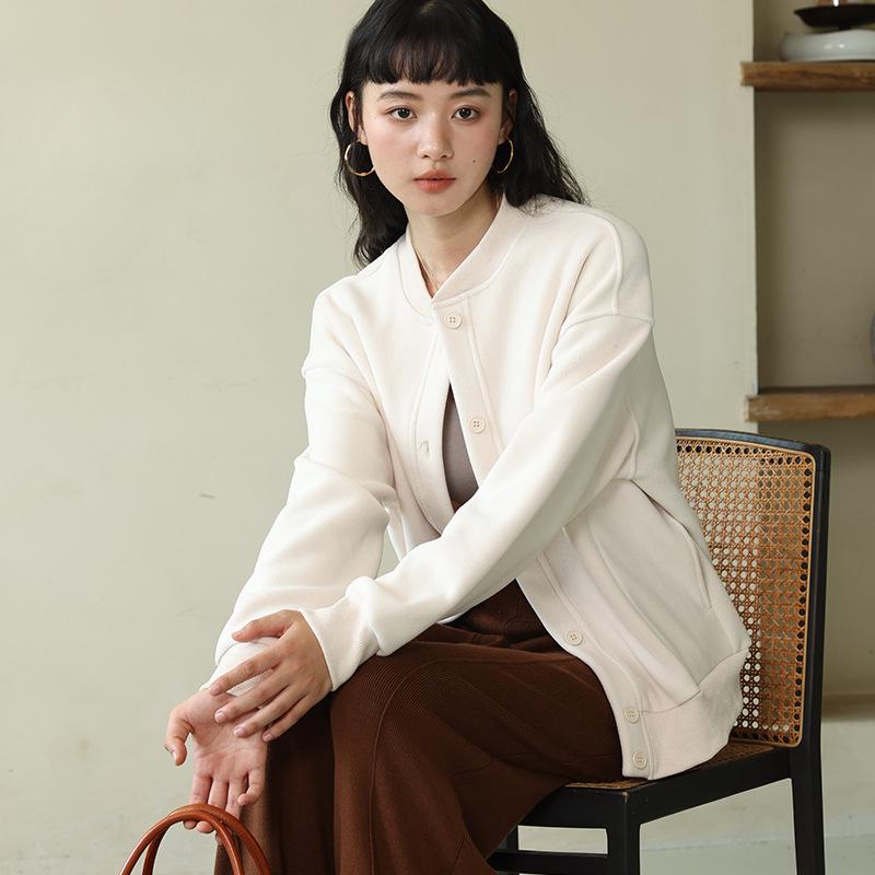 Vintage Women Soft Cropped Bomber Jacket 2025 Female Spring Autumn Woolen Cloth Jacket Woman Fashion Short Coats