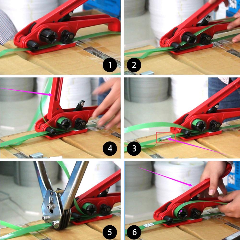 Handmatige Spanband Spanner Rood Slless Combinatiegereedschap Bindgereedschap voor 16~19mm PET/PP Tape