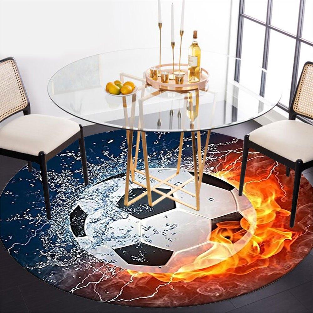 Flame & Water Soccer Ball - Unique Design for Sports EnthusiastsRound Non-Slip chair mat chair carpet for office Rugs for Office Decor Gift For Valent