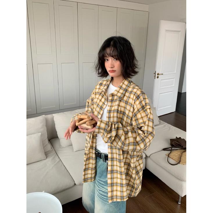American Retro Color Contrast Patchwork Plaid Long-Sleeved Shirt Men's and Women's Spring/Summer New Sunscreen Loose Casual Shirt Coat