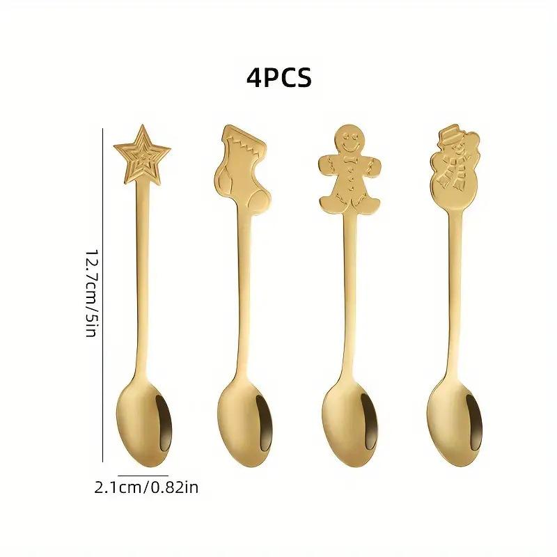 Stainless Steel Christmas Cartoon Coffee & Dessert Spoon Set