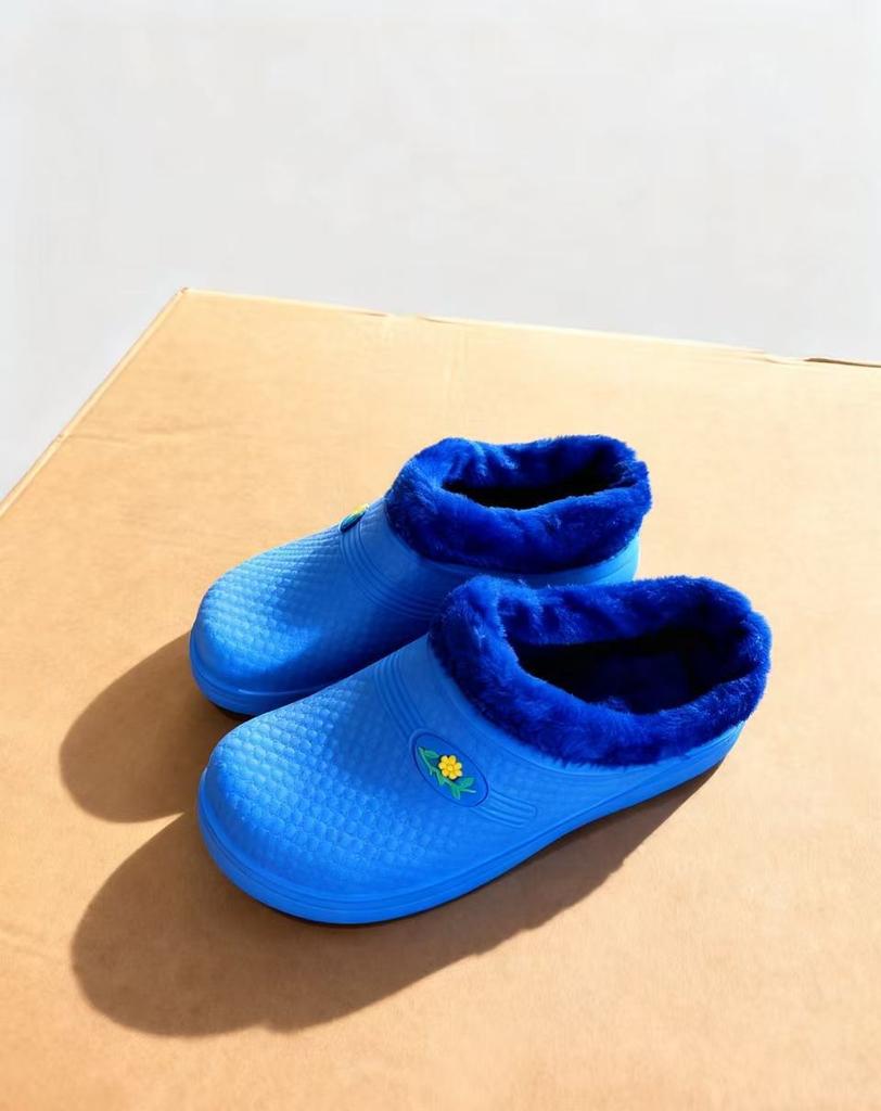 Winter velvet half-mop cotton rain shoes thick-soled integrated EVA warm and waterproof half-slippers cotton slippers